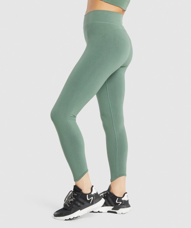 Gymshark Pause Seamless High Waisted Tayt Kadın Yeşil | 031-OZWBTQ