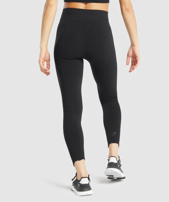 Gymshark Pause Seamless High Waisted Tayt Kadın Siyah | 681-TLYZIF