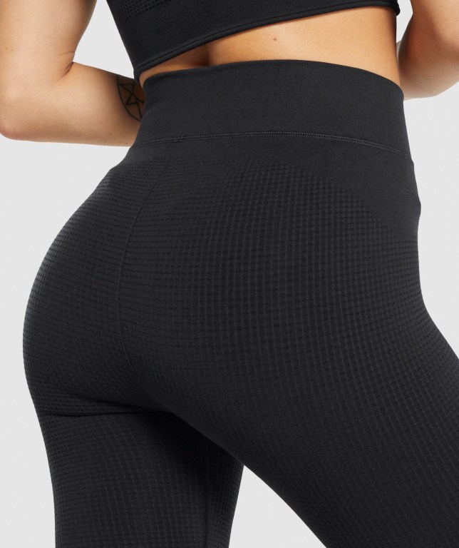 Gymshark Pause Seamless High Waisted Tayt Kadın Siyah | 681-TLYZIF