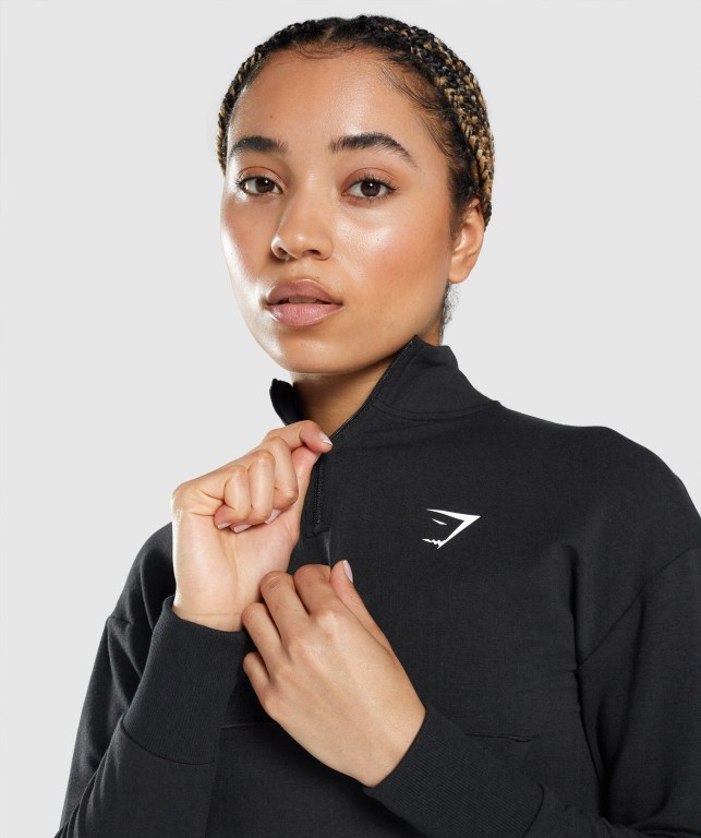 Gymshark Pippa Antrenman Kapüşonlu Sweatshirt Kadın Siyah | 310-ZQENWB