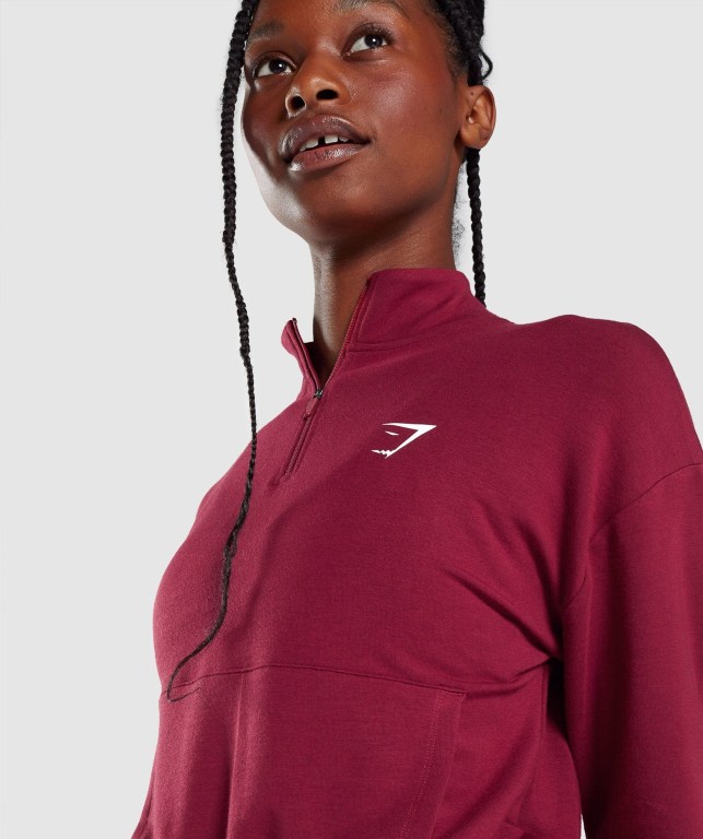 Gymshark Pippa Antrenman Kapüşonlu Sweatshirt Kadın Bordo | 398-HBSAVR