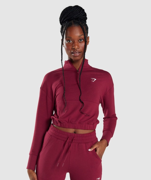 Gymshark Pippa Antrenman Kapüşonlu Sweatshirt Kadın Bordo | 398-HBSAVR