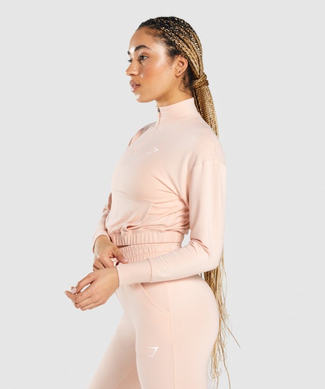 Gymshark Pippa Antrenman Kapüşonlu Sweatshirt Kadın Açık Pembe | 491-ZJTVWS