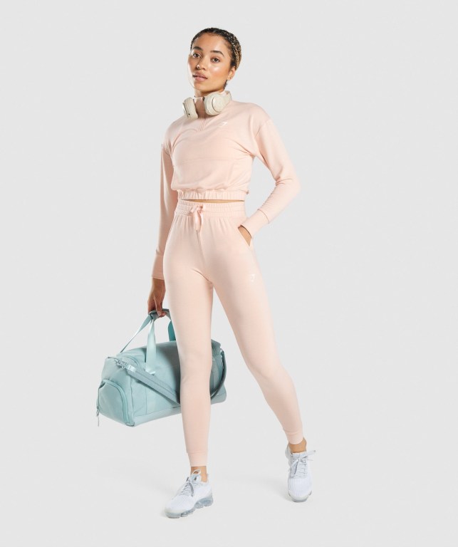 Gymshark Pippa Antrenman Kapüşonlu Sweatshirt Kadın Açık Pembe | 491-ZJTVWS