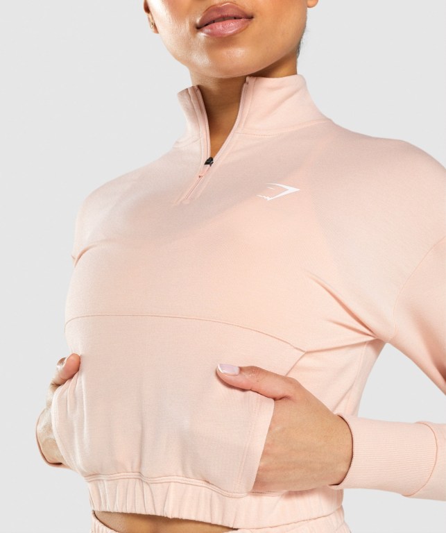 Gymshark Pippa Antrenman Kapüşonlu Sweatshirt Kadın Açık Pembe | 491-ZJTVWS