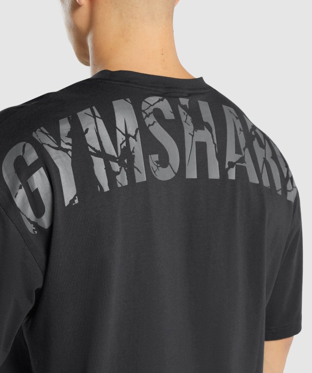 Gymshark Power Tişört Erkek Siyah | 905-DZTQSM