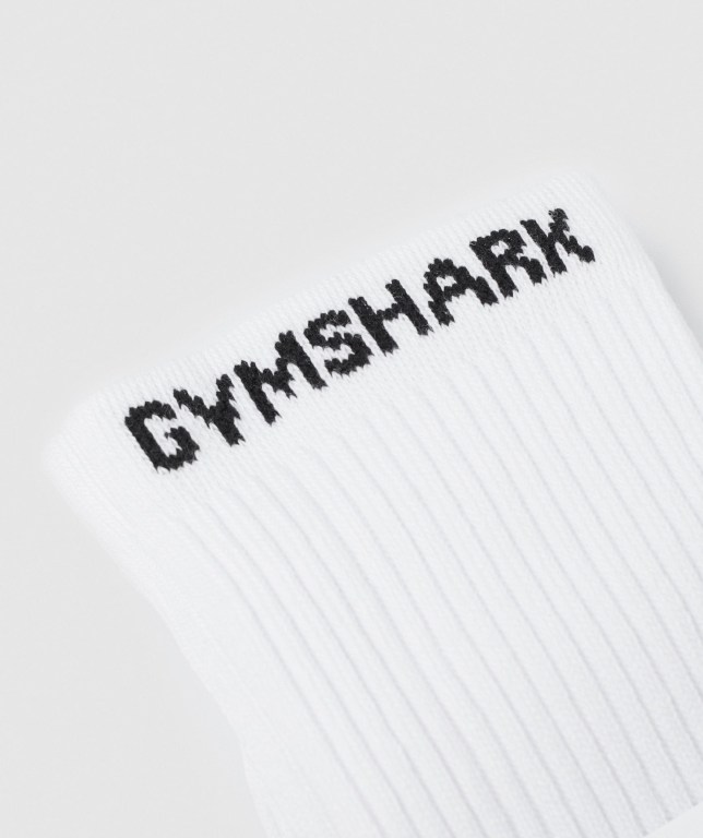 Gymshark Premium Logo 1pk Çorap Erkek Beyaz | 094-NJLBEA