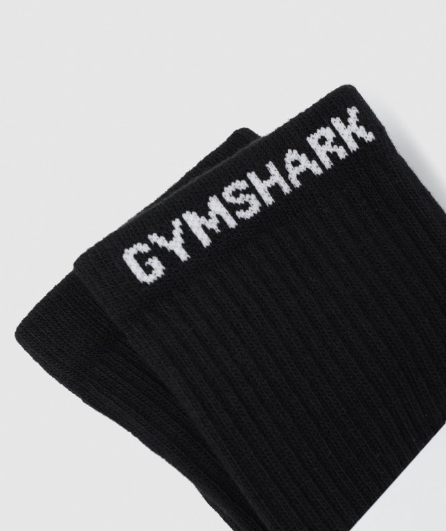 Gymshark Premium Logo 1pk Çorap Erkek Siyah | 072-ZEGALK