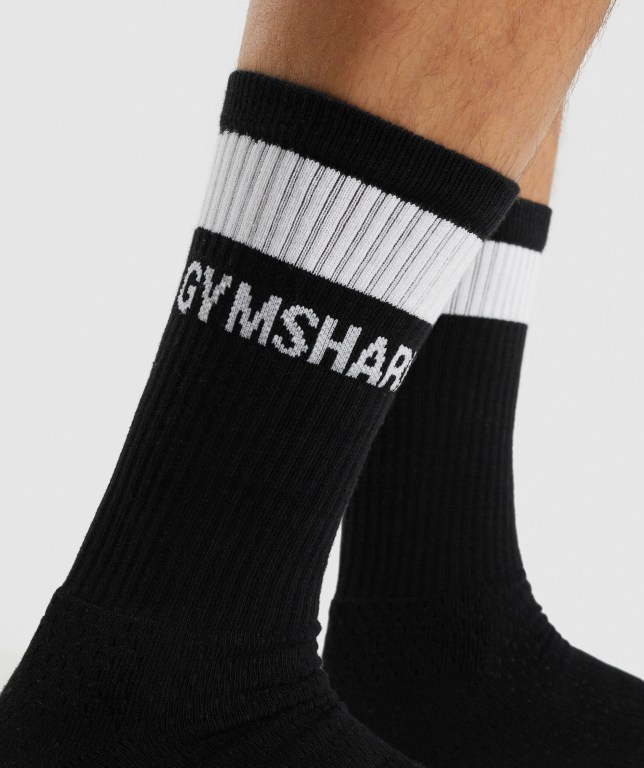 Gymshark Premium Logo 1pk Çorap Erkek Siyah | 856-MDPKGZ