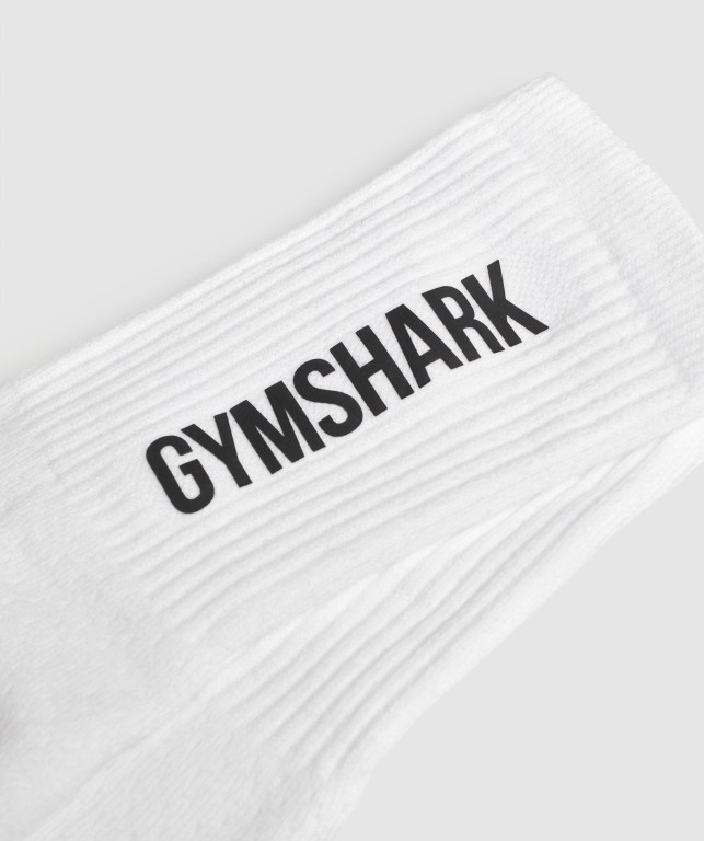 Gymshark Premium Logo Çorap Erkek Beyaz | 467-FJDRCE