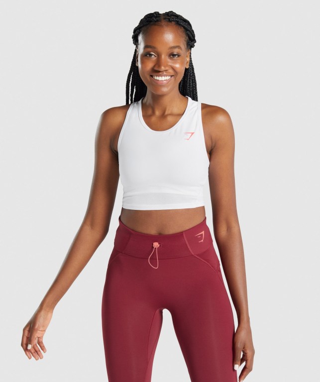 Gymshark Pulse Crop Atlet Kadın Beyaz | 671-WIHLYA