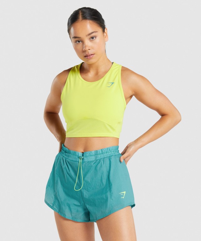 Gymshark Pulse Crop Atlet Kadın Sarı | 721-WDVRKF