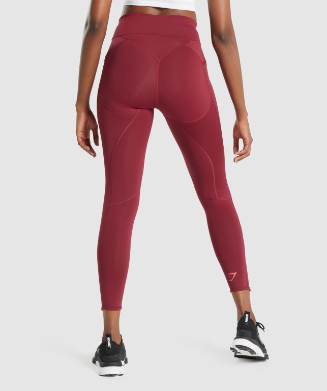 Gymshark Pulse High Waisted Tayt Kadın Bordo | 568-WSJLAF