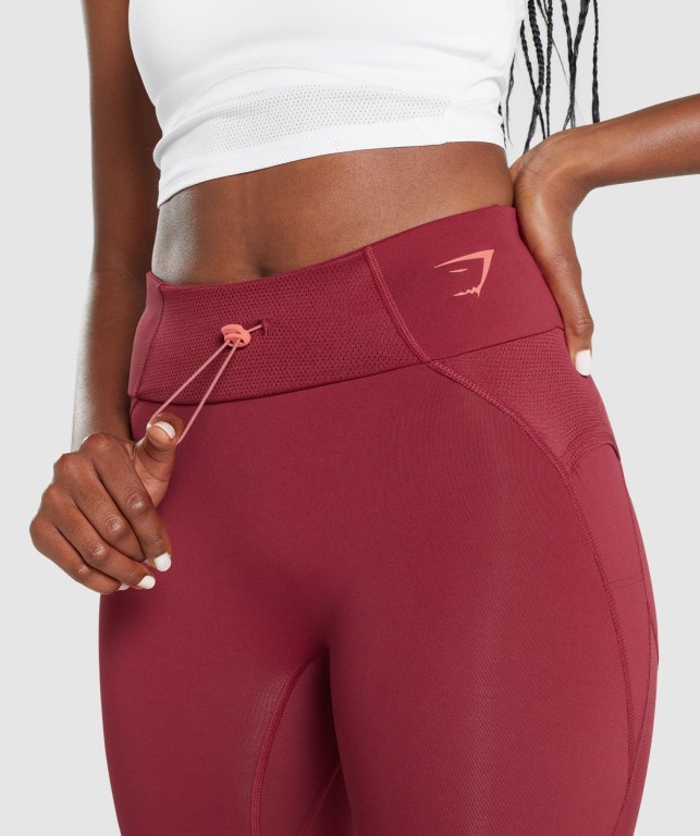 Gymshark Pulse High Waisted Tayt Kadın Bordo | 568-WSJLAF