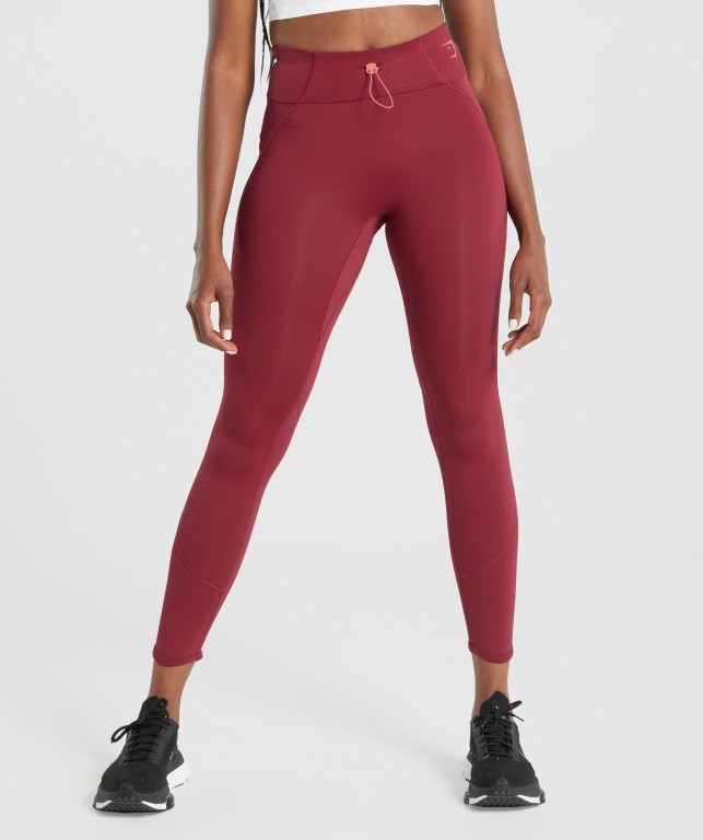 Gymshark Pulse High Waisted Tayt Kadın Bordo | 568-WSJLAF