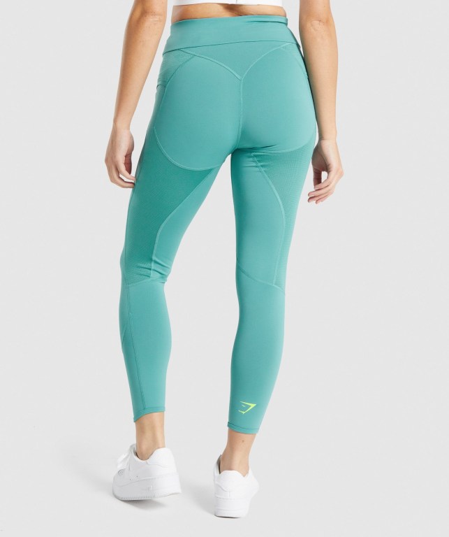 Gymshark Pulse High Waisted Tayt Kadın Turkuaz | 403-KXHILM