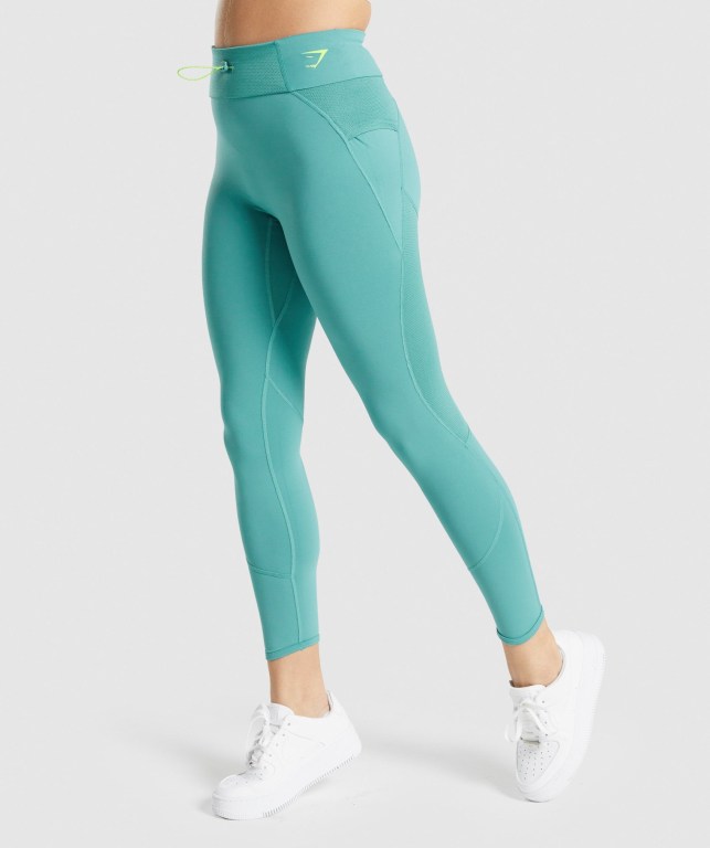 Gymshark Pulse High Waisted Tayt Kadın Turkuaz | 403-KXHILM