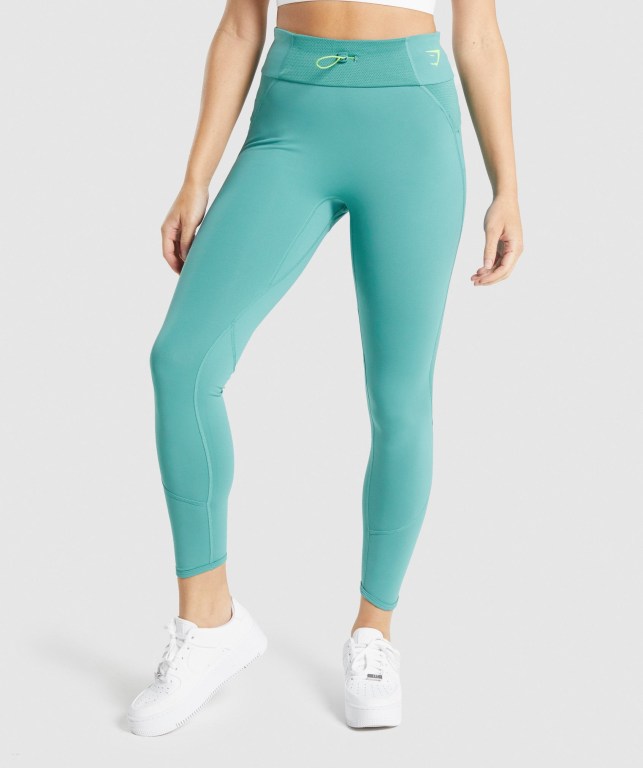 Gymshark Pulse High Waisted Tayt Kadın Turkuaz | 403-KXHILM