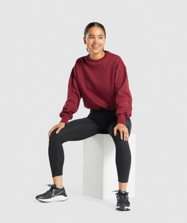 Gymshark Pulse Kapüşonlu Sweatshirt Kadın Bordo | 569-GRYCPU