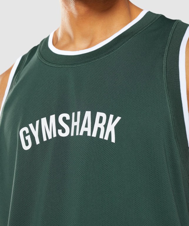 Gymshark Recess Basketball Atlet Erkek Obsidian Yeşil Beyaz | 214-ISGTXU