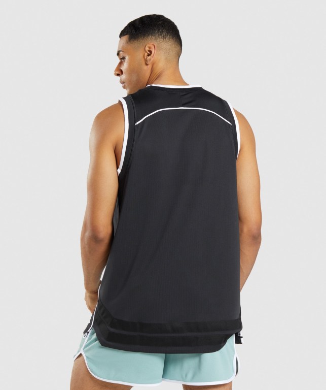 Gymshark Recess Basketball Atlet Erkek Siyah Beyaz | 596-VJXKES