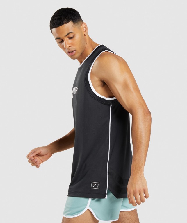 Gymshark Recess Basketball Atlet Erkek Siyah Beyaz | 596-VJXKES