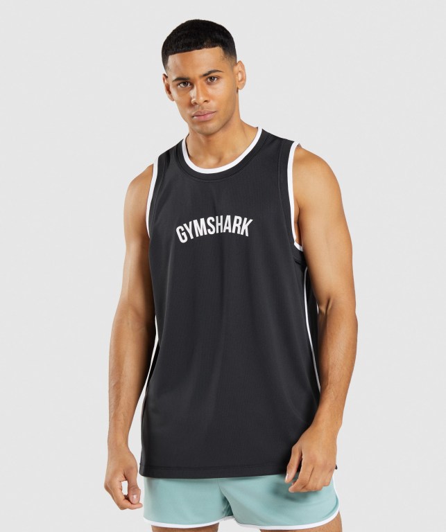 Gymshark Recess Basketball Atlet Erkek Siyah Beyaz | 596-VJXKES