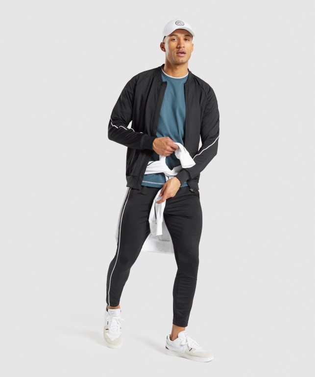 Gymshark Recess Full Zip Parça Ceket Erkek Siyah | 719-TVXSQY