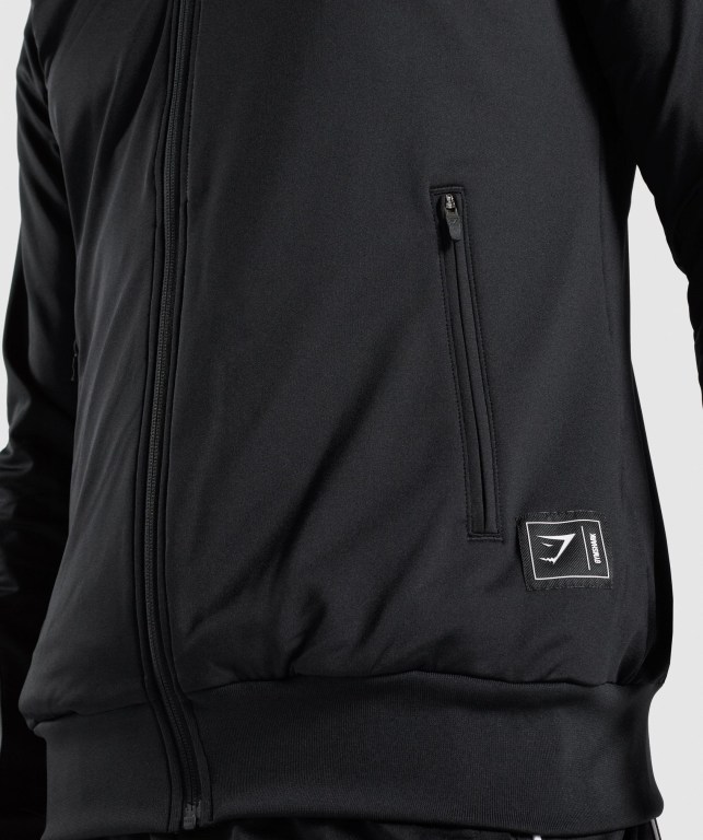 Gymshark Recess Full Zip Parça Ceket Erkek Siyah | 719-TVXSQY