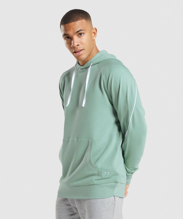 Gymshark Recess Kapüşonlu Sweatshirt Erkek Mavi Beyaz | 572-BZJLQO