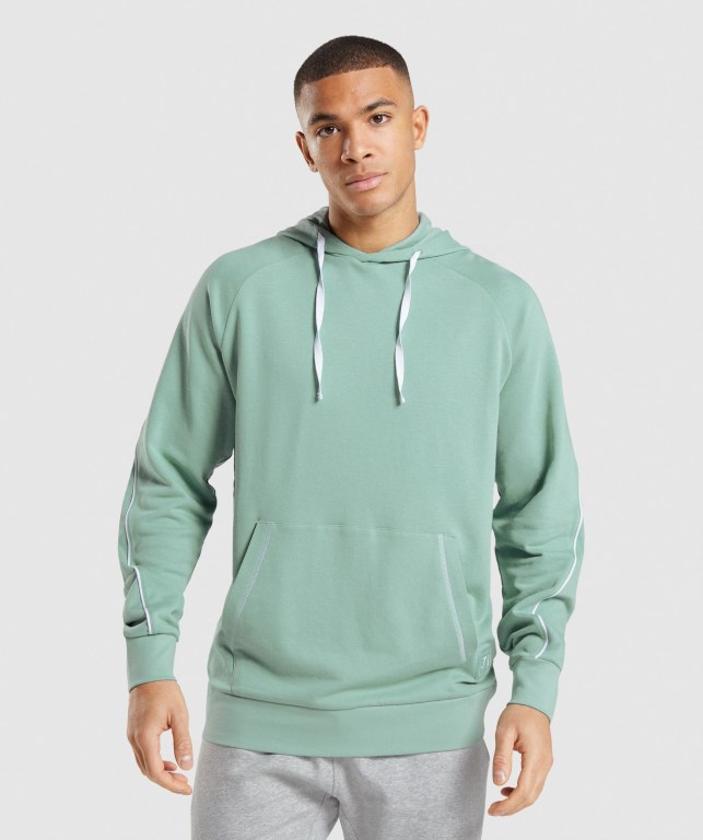 Gymshark Recess Kapüşonlu Sweatshirt Erkek Mavi Beyaz | 572-BZJLQO