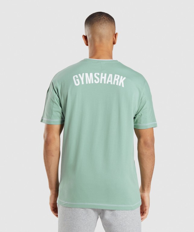 Gymshark Recess Tişört Erkek Mavi Beyaz | 593-VJWKUS