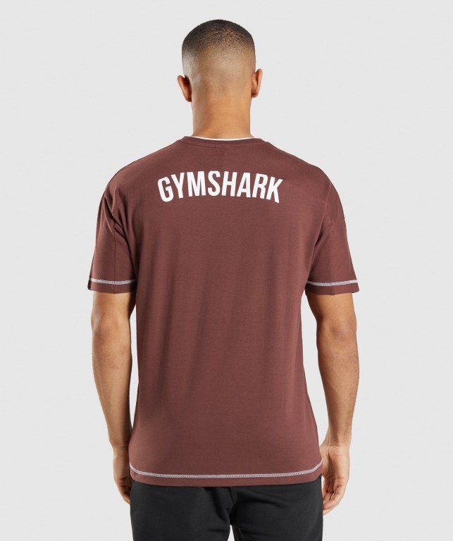 Gymshark Recess Tişört Erkek Pembe Kahverengi Beyaz | 965-CHXAON