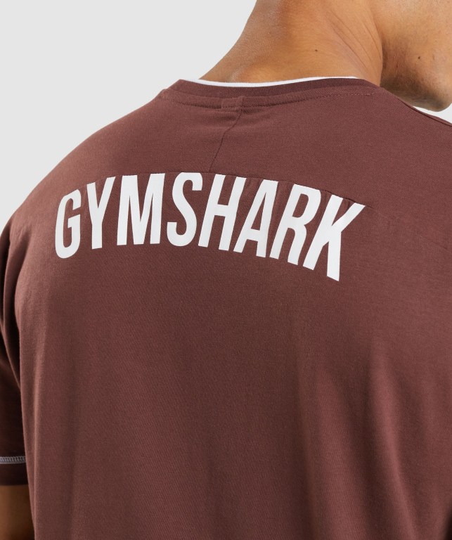 Gymshark Recess Tişört Erkek Pembe Kahverengi Beyaz | 965-CHXAON