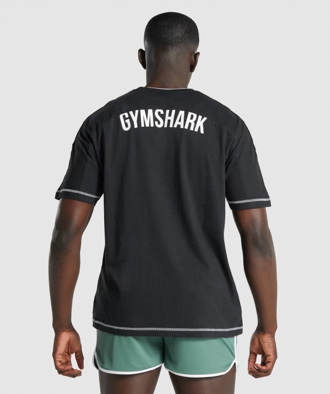 Gymshark Recess Tişört Erkek Siyah | 927-YTFUOV