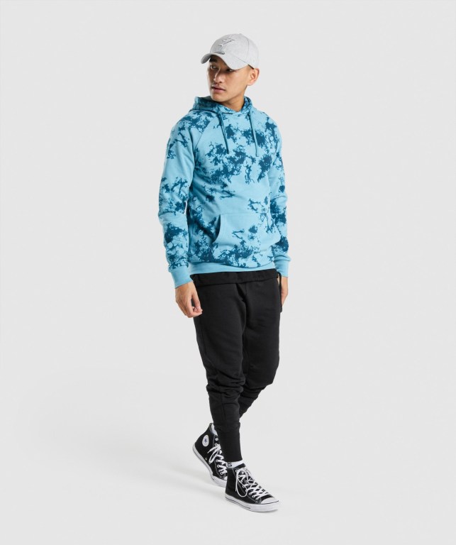 Gymshark Restore Kapüşonlu Sweatshirt Erkek Turkuaz | 569-OYPESJ