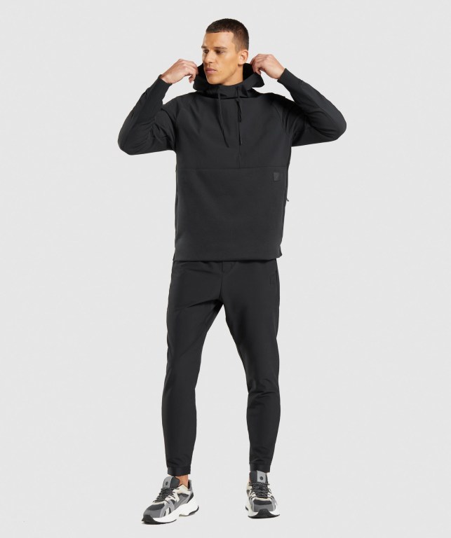 Gymshark Retake Kapüşonlu Sweatshirt Erkek Siyah | 041-EQXVFN