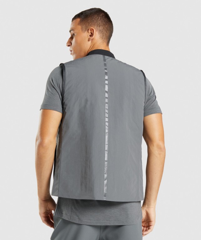 Gymshark Retake Reversible Vest Ceket Erkek Gri Siyah | 645-WZIDEL