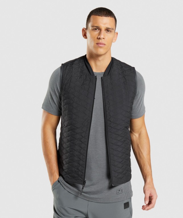 Gymshark Retake Reversible Vest Ceket Erkek Gri Siyah | 645-WZIDEL