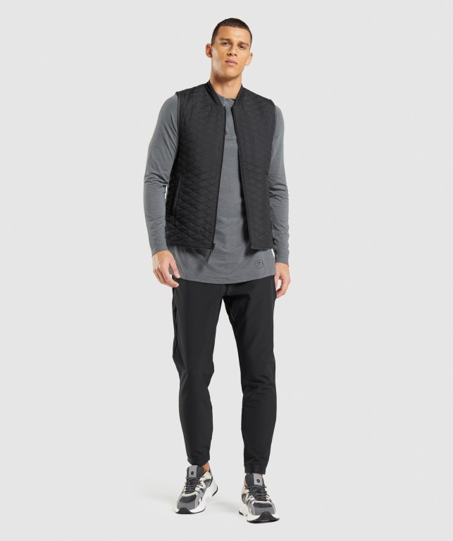 Gymshark Retake Seamless 1/4 Zip Kapüşonlu Sweatshirt Erkek Siyah Gri | 672-INOSGR