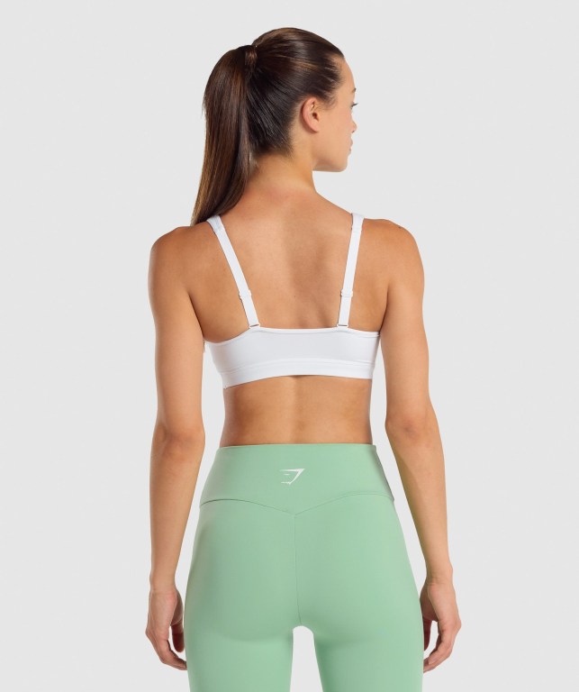 Gymshark Scoop Neck Antrenman Spor Sütyeni Kadın Beyaz | 675-QZNFDR