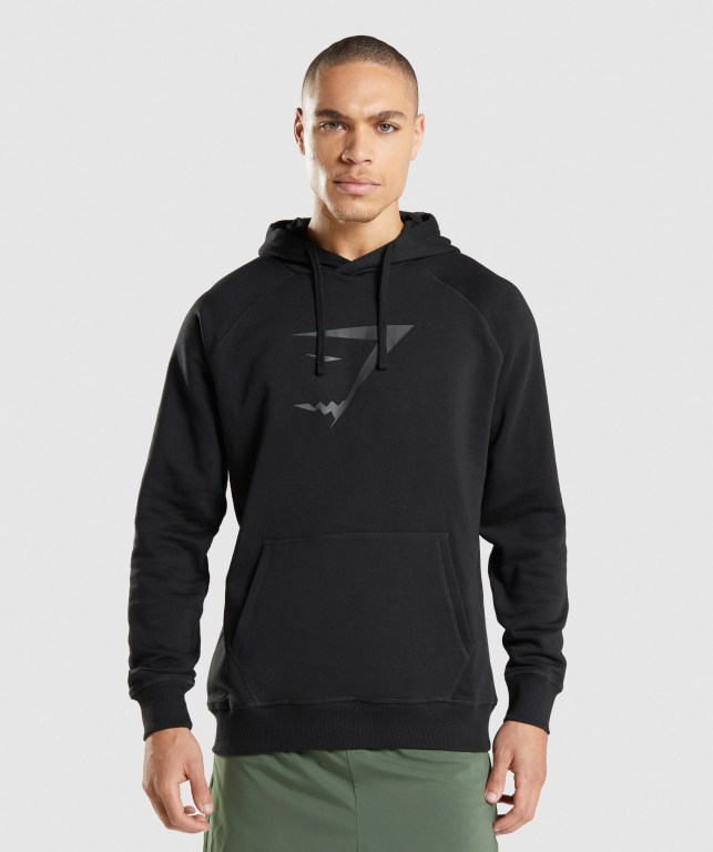 Gymshark Sharkhead Infill Kapüşonlu Sweatshirt Erkek Siyah | 043-YFNWKD