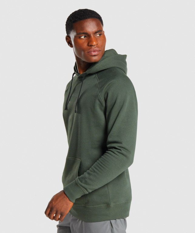 Gymshark Sharkhead Infill Kapüşonlu Sweatshirt Erkek Koyu Yeşil | 173-SODMPA