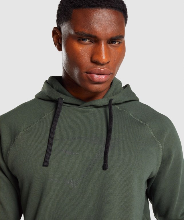 Gymshark Sharkhead Infill Kapüşonlu Sweatshirt Erkek Koyu Yeşil | 173-SODMPA