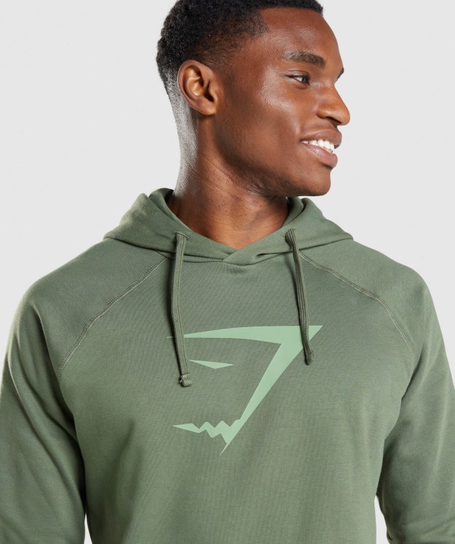 Gymshark Sharkhead Infill Kapüşonlu Sweatshirt Erkek Yeşil | 236-CAUMRX