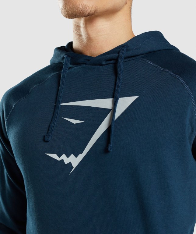 Gymshark Sharkhead Infill Kapüşonlu Sweatshirt Erkek Lacivert | 284-MNASDW