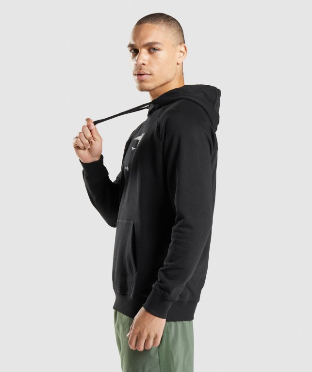 Gymshark Sharkhead Infill Kapüşonlu Sweatshirt Erkek Siyah | 421-QWCXLV