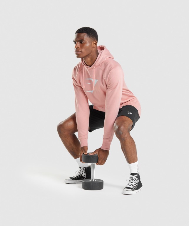 Gymshark Sharkhead Infill Kapüşonlu Sweatshirt Erkek Pembe | 456-GABUKX