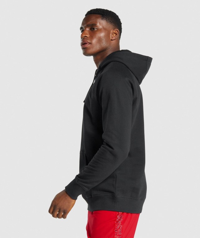 Gymshark Sharkhead Infill Kapüşonlu Sweatshirt Erkek Siyah | 470-HDNQYR