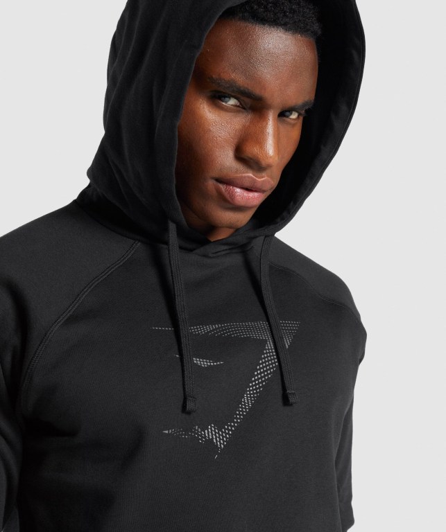 Gymshark Sharkhead Infill Kapüşonlu Sweatshirt Erkek Siyah | 470-HDNQYR